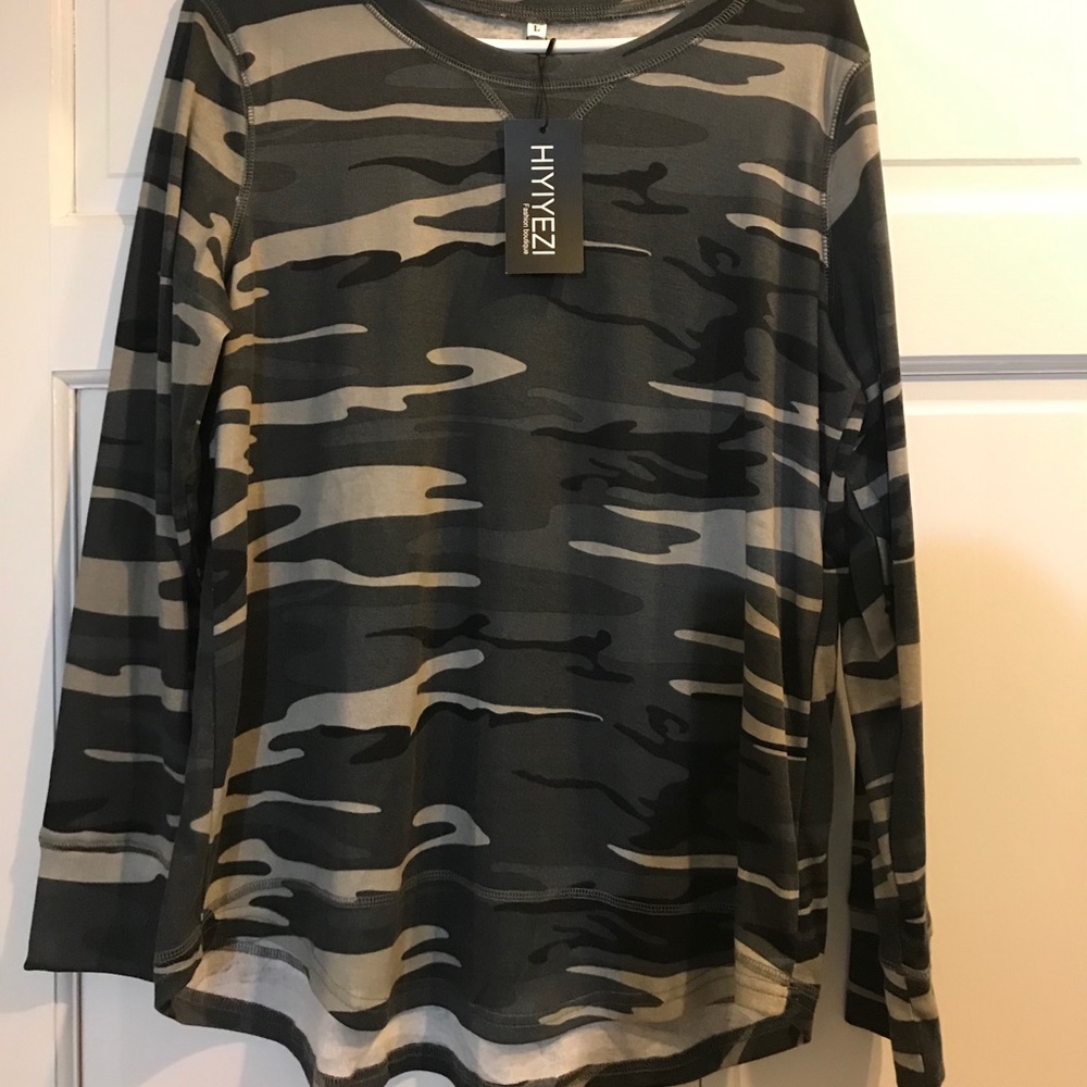 Long Sleeve lightweight tunic top- camouflage!